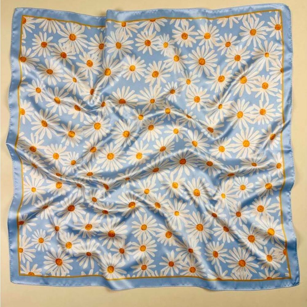 Anthropologie Blue and Yellow Daisy Scarf